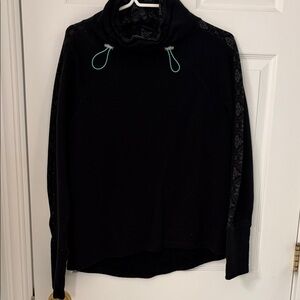 Kyodan Black Cowl Neck Sweater with Patterned Sleeves